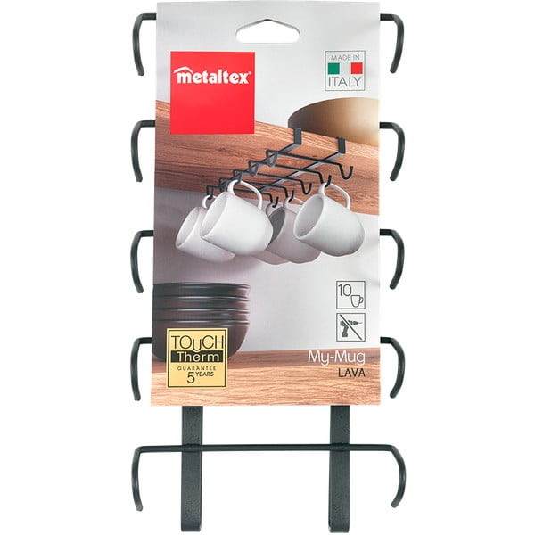 Črno viseče držalo za skodelice Metaltex My Mug Lava-image-4