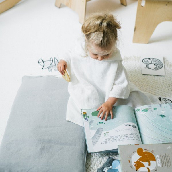 Otroška siva lanena prevleka za vzglavnik Linen Tales Nature, 40 x 60 cm-image-4