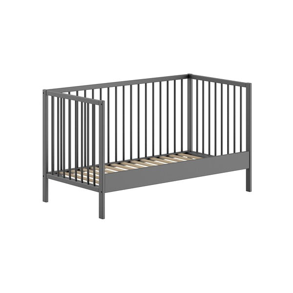 Antracitno siva otroška posteljica iz masivnega bora 70x140 cm DINO – Vipack-image-2