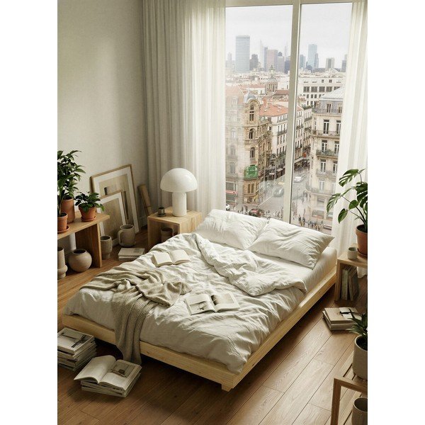 Postelja iz masivnega bora brez vzglavja z letvenim dnom 120x200 cm v naravni barvi Dock – Karup-image-1