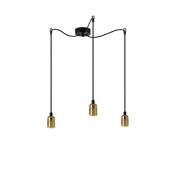 Črna dvojna viseča svetilka z detajli v zlati barvi Sotto Luce Uno