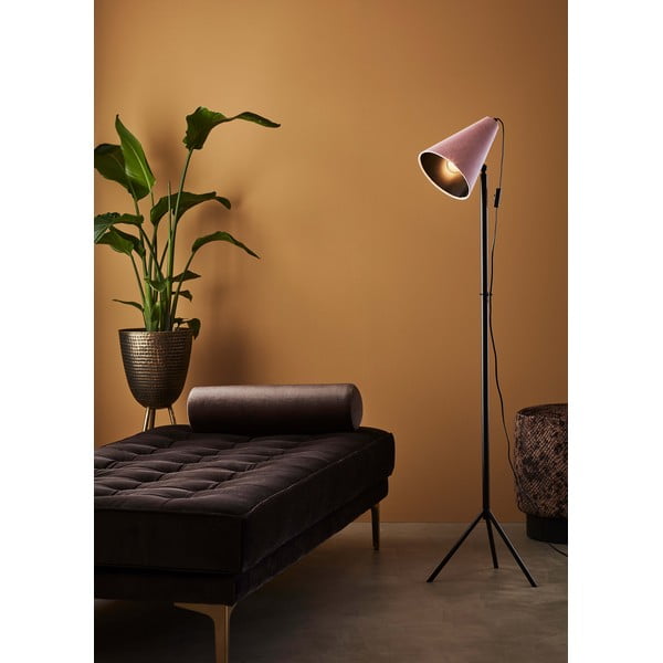 Črna stoječa svetilka z rožnatim senčnikom Markslöjd Cilla, višina 1,5 m-image-1