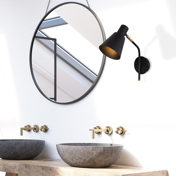Črna/v zlati barvi stenska svetilka ø 15 cm Kem – Opviq lights-image-2