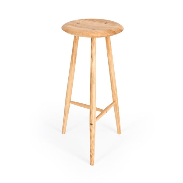 Barsko stol iz masivnega hrasta v naravni barvi (višina sedeža 75 cm) Blanc – Gazzda-image-4