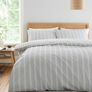 Siva bombažna posteljnina za zakonsko posteljo 200x200 cm Ashford Stripe – Bianca