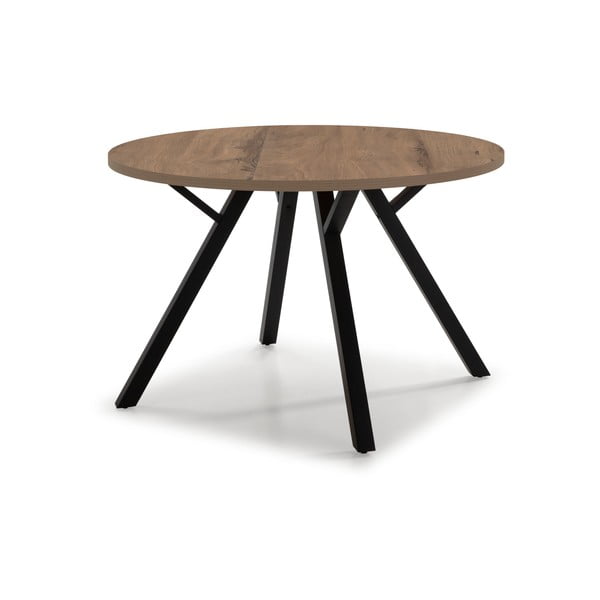 Okrogla jedilna miza iz orehovega dekorja ø 120 cm Beni - Marckeric-image-1