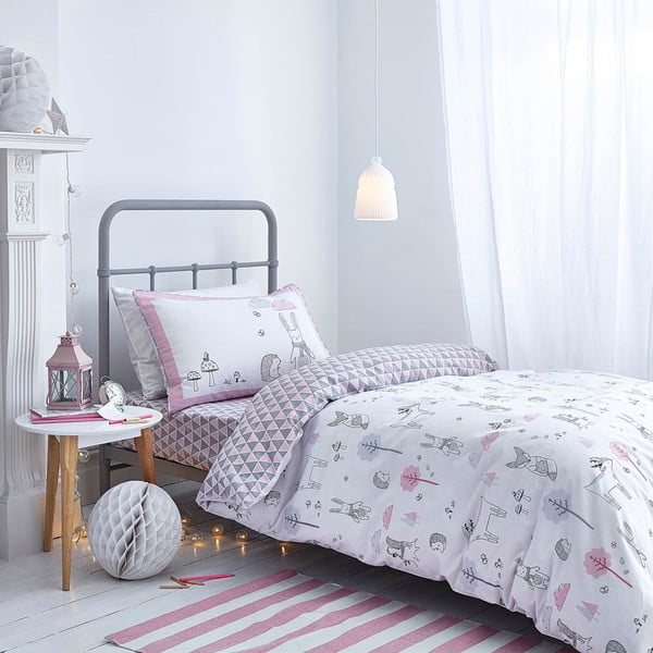Siva in roza posteljnina Bianca Nordic Cotton, 135 x 200 cm