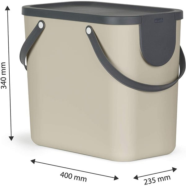Svetlo rjav koš za smeti za ločevanje odpadkov iz reciklirane plastike 25 l Albula – Rotho-image-2