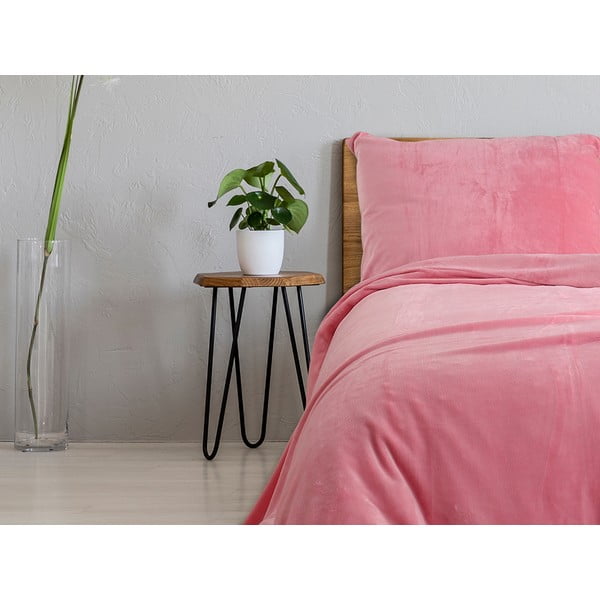 Rožnata enojna/podaljšana posteljnina iz mikroflanele 140x220 cm Uni – B.E.S.
