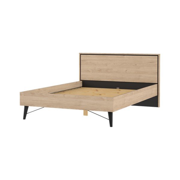 Zakonska postelja v hrastovem dekorju z letvenim dnom 140x200 cm v naravni barvi Ry – Tvilum-image-3