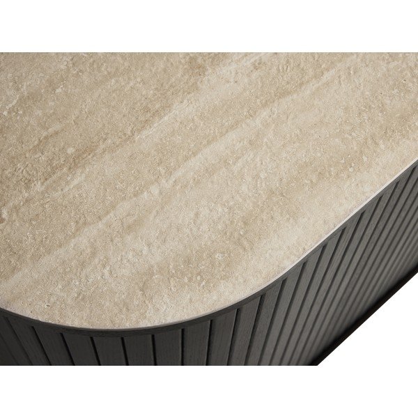 Komoda s keramično ploščo z drsnimi vrati v temni naravni barvi 165x76x45 cm Enna – Unique Furniture-image-4