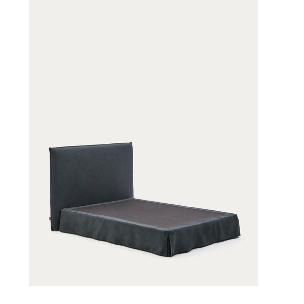 Antracitno siva oblazinjena zakonska postelja 160x200 cm Jaira – Kave Home-image-3