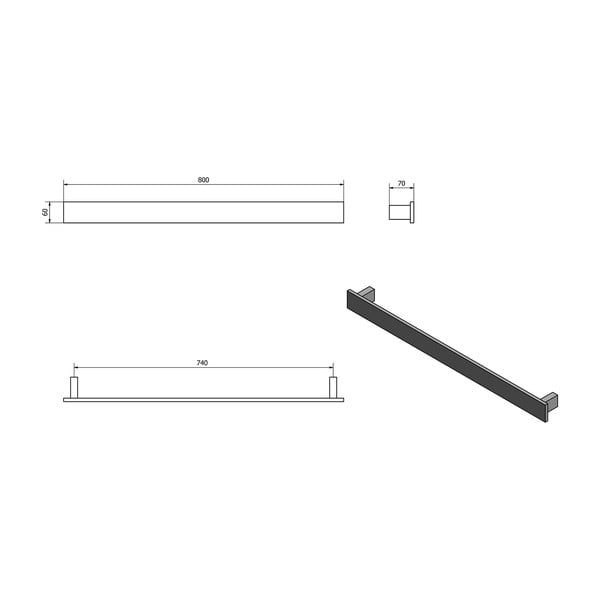 Mat črno stensko držalo za brisače Patron – Sapho-image-3