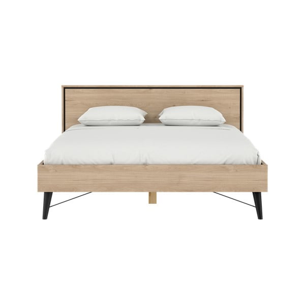 Zakonska postelja v hrastovem dekorju z letvenim dnom 160x200 cm v naravni barvi Ry – Tvilum-image-4