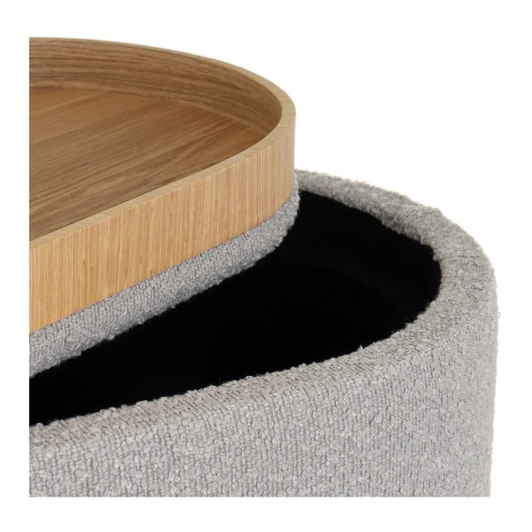 Svetlo siv tabure iz tkanine bouclé – Casa Selección-image-1