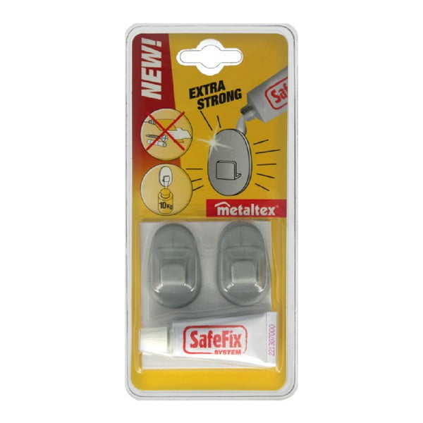 Komplet 2 kavljev in lepila Metaltex Grey-image-2