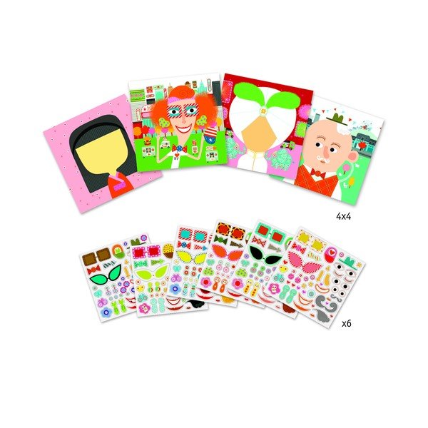 Komplet slik z nalepkami Djeco Faces-image-1