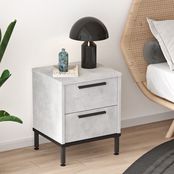 Svetlo siva nočna omarica Signor – Kalune Design-image-1