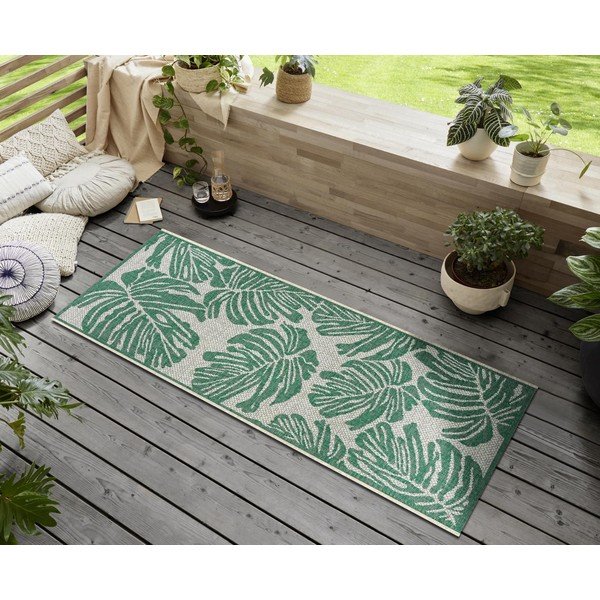 Zeleno-bež zunanja preproga NORTHRUGS Monstera, 70 x 200 cm-image-1