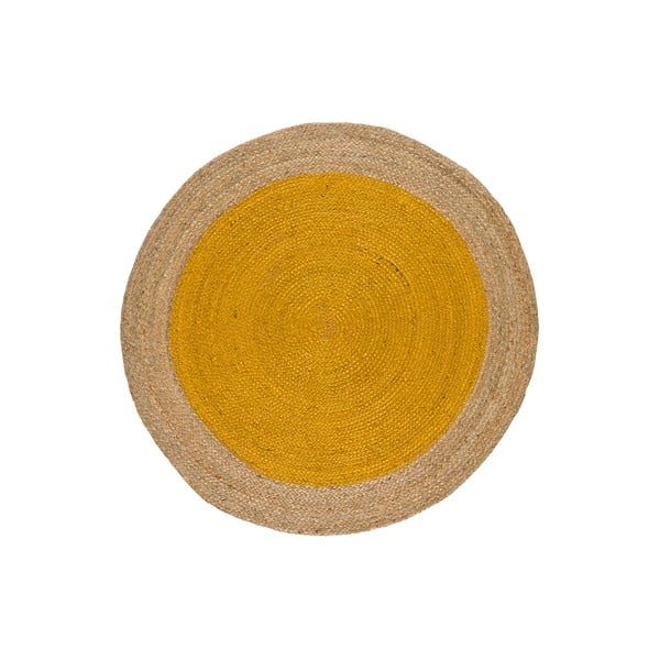 Gorčično rumena/naravna okrogla preproga ø 90 cm Mahon – Universal
