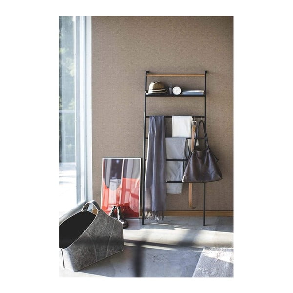 Črn obešalnik s polico YAMAZAKI Tower Ladder-image-2