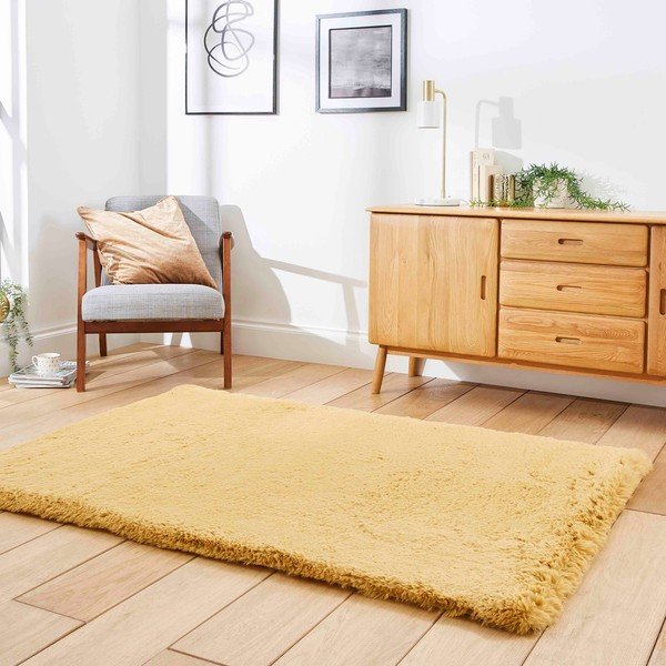 Gorčično rumena preproga 80x150 cm Super Teddy – Think Rugs-image-2