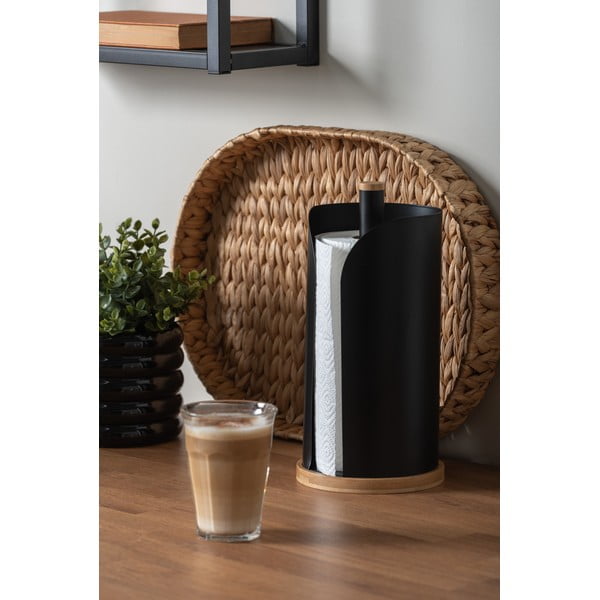 Črno bambusovo držalo za kuhinjske brisače ø 15,5 cm   Bamboo Accent – PT LIVING-image-1