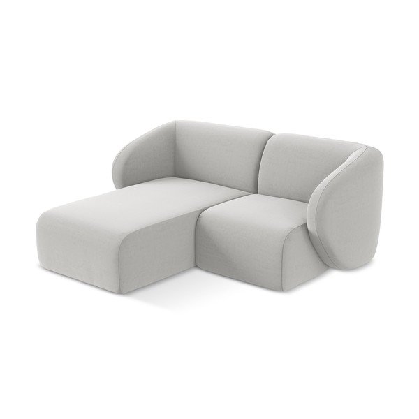 Svetlo siva žametna kotna sedežna garnitura (levi kot/z ležalnikom) Lani – Makamii-image-2