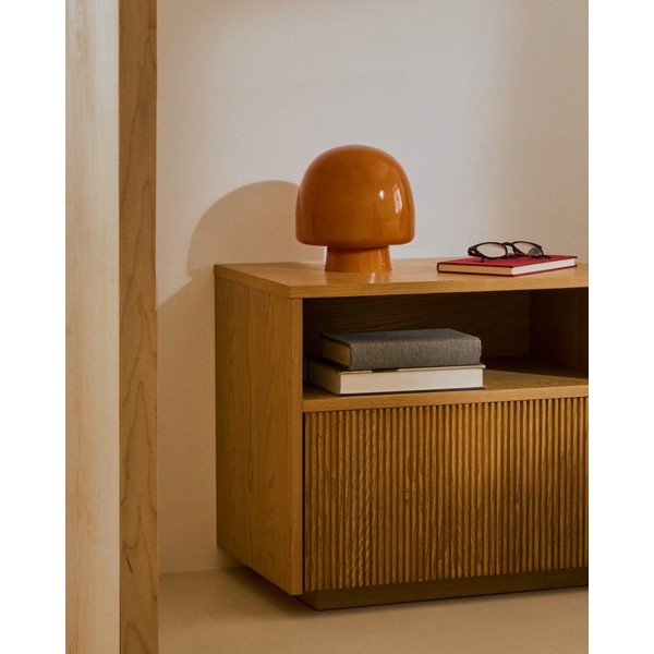 Oranžna namizna svetilka s steklenim senčilom (višina 20 cm) Reig – Kave Home-image-4