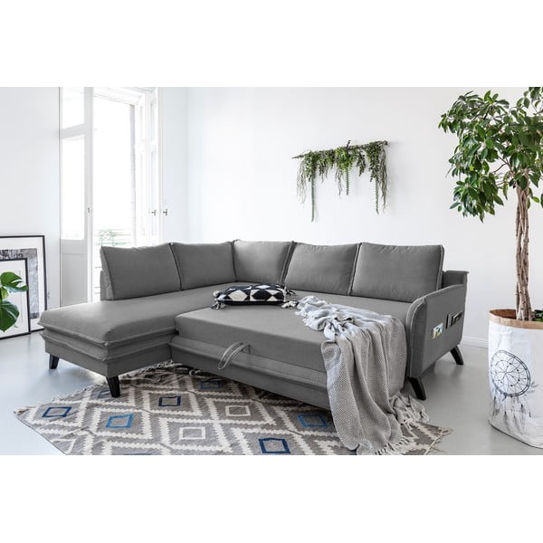 Siva kotna raztegljiva sedežna garnitura Miuform Charming Charlie L, levi kot-image-3