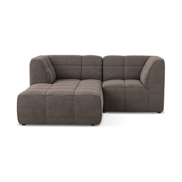 Rjava kotna sedežna garnitura iz tkanine bouclé (levi kot/z ležalnikom) Aloha – Makamii