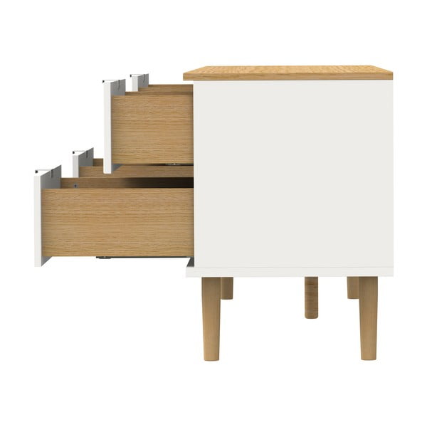 Bela/naravna TV omarica v hrastovem dekorju 162x61 cm Skagen – Tenzo-image-4