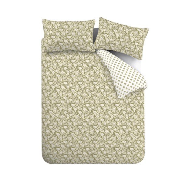 Bela/zelena posteljnina za zakonsko posteljo 200x200 cm Tangier Floral – Pineapple Elephant-image-2
