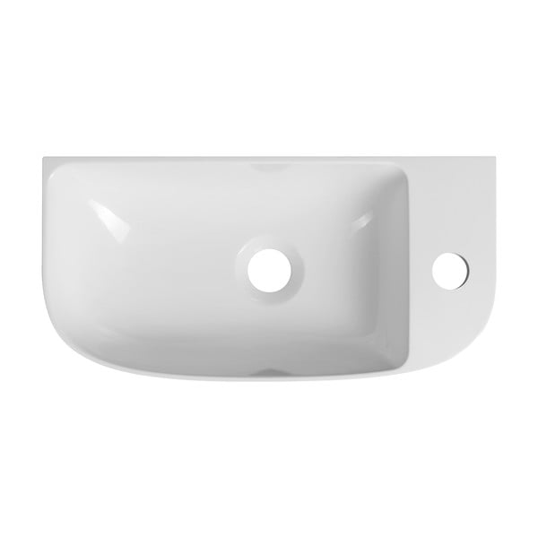 Bel manjši umivalnik iz mineralnega kompozita 44x22 cm Alga – Sapho-image-3