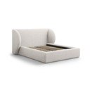 Svetlo siva oblazinjena zakonska postelja s prostorom za shranjevanje in z letvenim dnom 160x200 cm Miley – Micadoni 