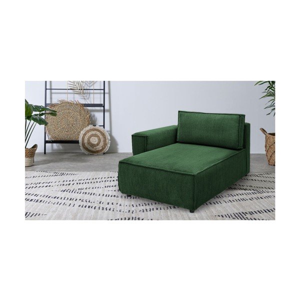 Zelen modul za sedežno garnituro iz rebrastega žameta (levi kot) Nihad modular – Bobochic Paris-image-1