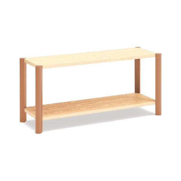 Regal v hrastovem dekorju in oranžno opečnati in svetlo naravni barvi 126x59x43 cm Bona – Teulat-image-2