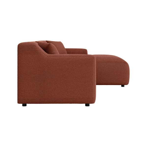 Opečnato oranžna kotna sedežna garnitura iz rebrastega žameta (desni kot/z ležalnikom) Martin – Ropez-image-3