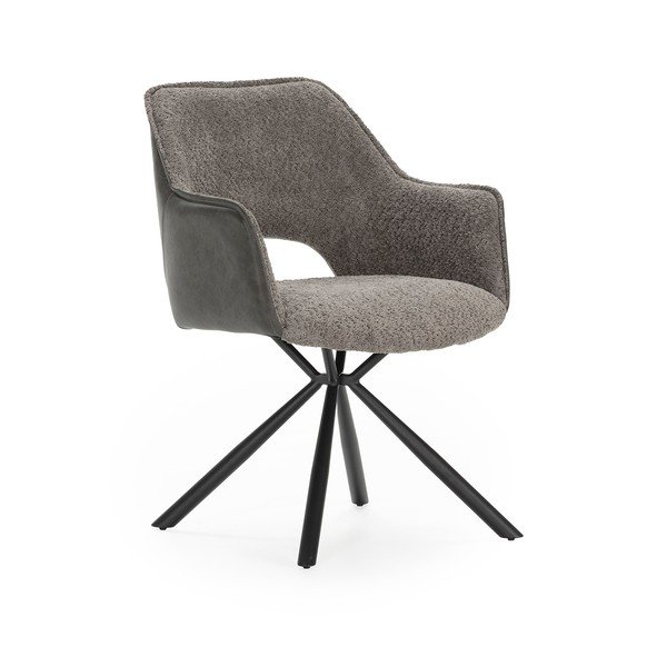 Sivi oblazinjeni jedilni stoli v kompletu z nasloni za roke 2 ks Mariel – Marckeric