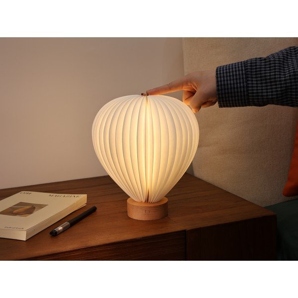 Bela LED zatemnitvena namizna svetilka s papirnatim senčilom (višina 20 cm) Aeris – Gingko-image-4