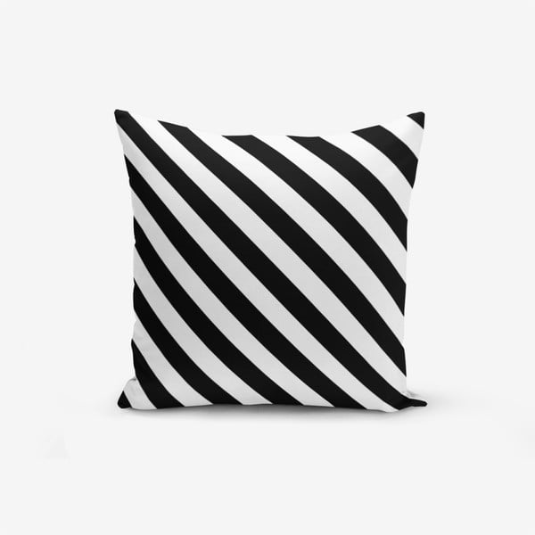 Črno-bela prevleka za vzglavnik iz mešanice bombaža Minimalist Cushion Covers Black White Seriti, 45 x 45 cm