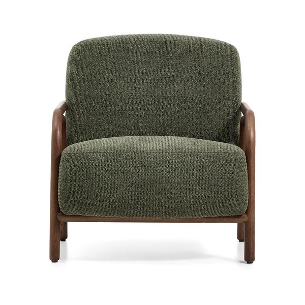 Temno zelen fotelj iz šenilje Sylo – Kave Home-image-2