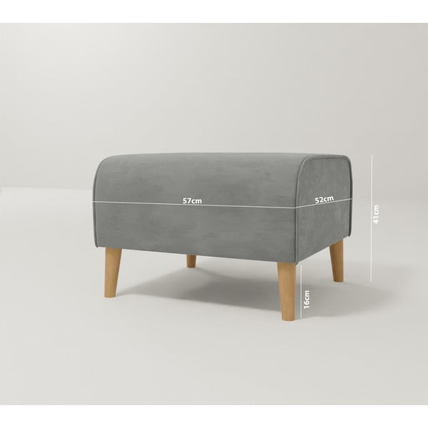 Svetlo siv žameten tabure Carole – Ropez-image-3