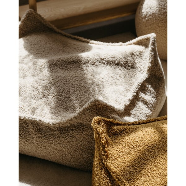 Svetlo rjava otroška vreča za sedenje iz tkanine bouclé Square – Wigiwama-image-2