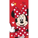 Rdeča bombažna otroška brisača 70x140 cm Minnie "Red heart" – Jerry Fabrics