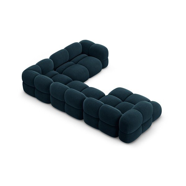 Temno modra žametna kotna sedežna garnitura (desni kot/v obliki črke "U") Loretto – Cosmopolitan Design-image-3