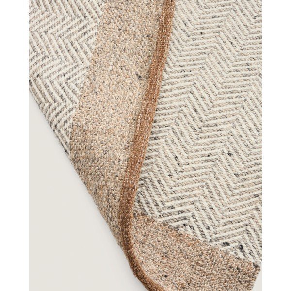 Bež obojestranski/ročno tkan volnen tekač 80x200 cm Nifelia – Kave Home-image-4