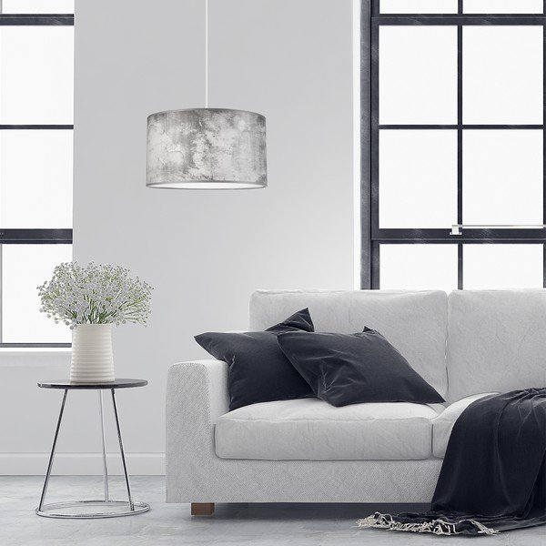 Siva viseča svetilka s tekstilnim senčnikom ø 35 cm Print – LAMKUR-image-1