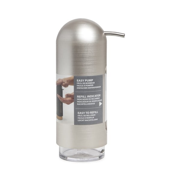 Plastični dozirnik za milo v srebrni barvi 350 ml Penguin - Umbra-image-4