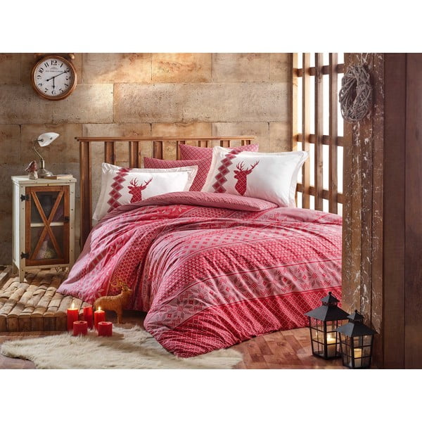 Posteljnina z bombažnim popelinom za enojno posteljo Hobby Clarinda Red, 160 x 220 cm